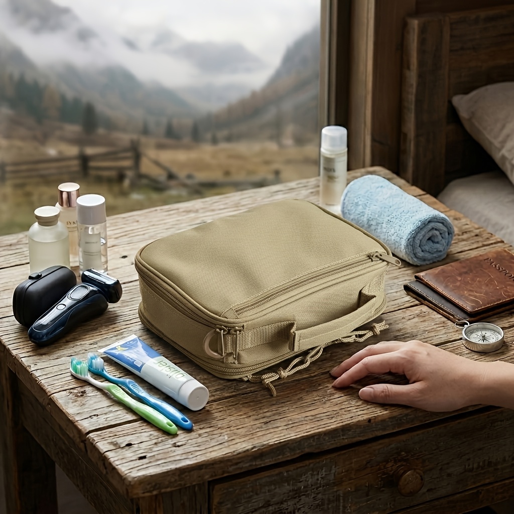 TEMU Trousse da bagno tattica da , borsa portaoggetti da barba, organizer da bagno da viaggio multi-, Dopp Kit portatile per viaggi , campeggio,