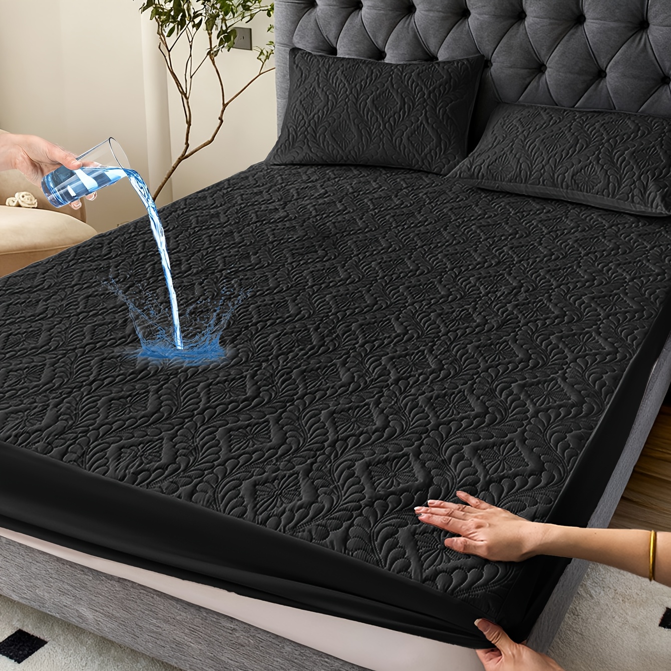 Temu – TEMU 1pc Bed Fitted Sheet, Embossed Bedding, Mattress Protector, Soft Breathable, Deep , Fits Twin/full/queen/king Size, Machine Washable Bedding,