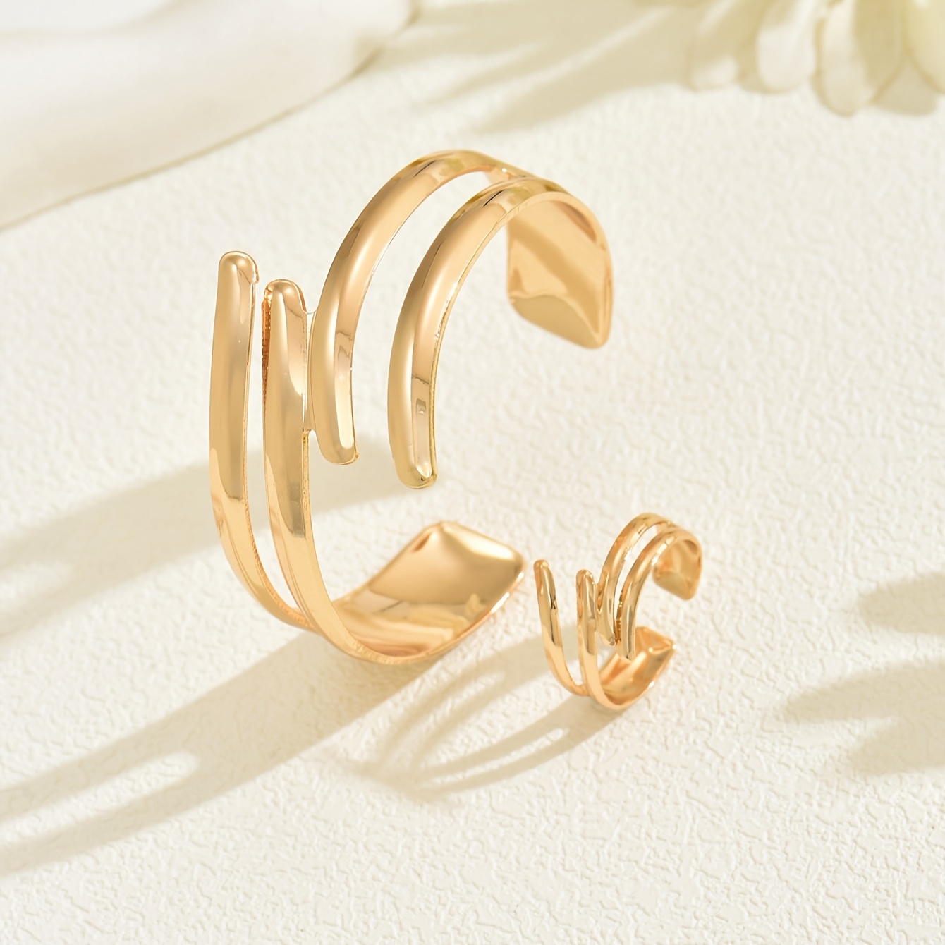 TEMU 2 pièces Bracelet et Bague Femme à Spirale Large pour , Style Tendance Européen & Américain