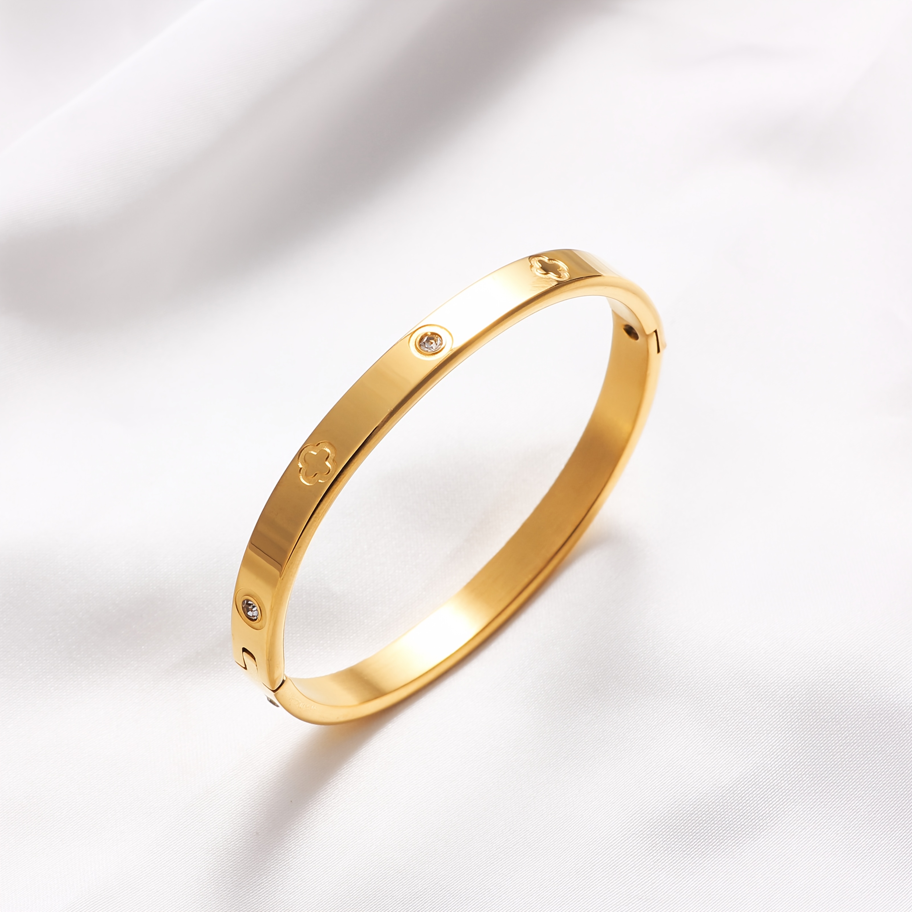 TEMU 2pcs/1pc 18k Gold-plated Stainless Steel Bracelet, Parent- Series, Set With Sparkling Synthetic Zirconia, Light Luxury Elegant Accessory,