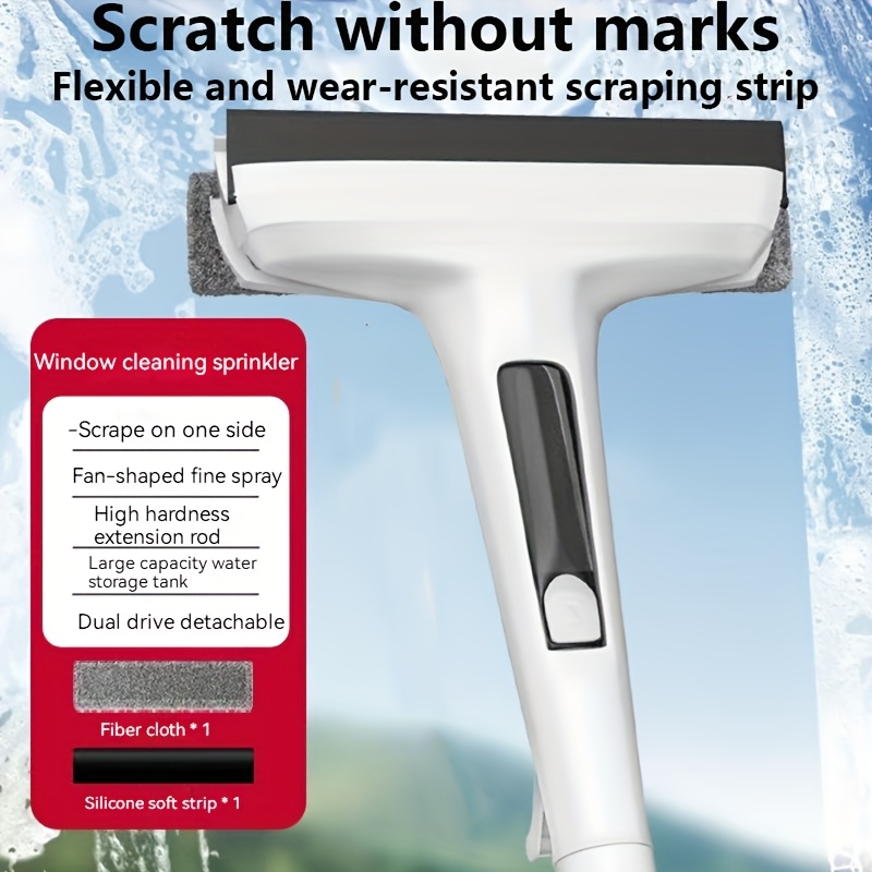 3 in 1 glass cleaning kit durable metal pole with scraper suitable for high windows shower doors and car windshields essential household cleaning tool high pressure spray wand   handle window cleaning essentials ergonomi Product details 4