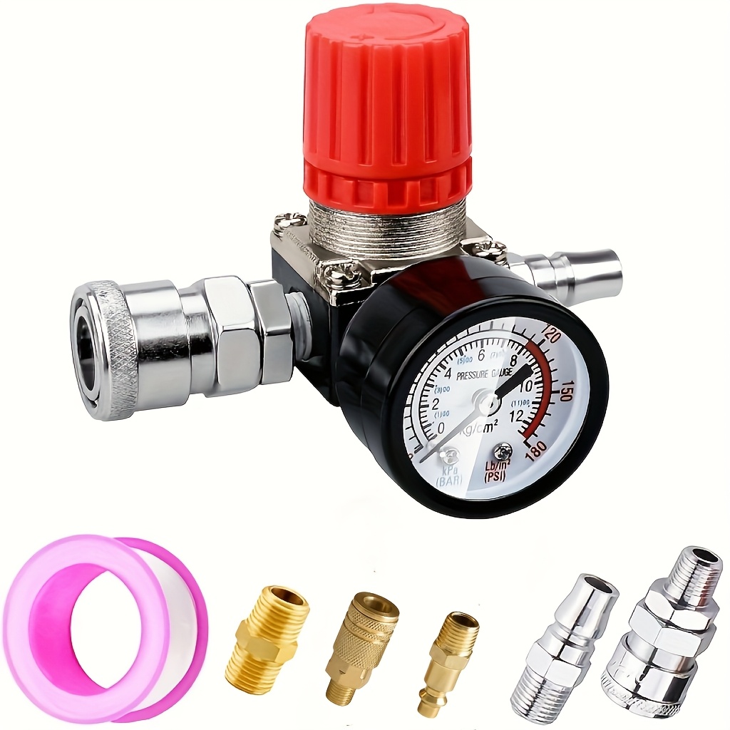E-shop 7-teiliges JunGong Luftkompressor-Druckschalter-Kontrollventil Set, 90-120PSI Druckregler mit Manometer-Zubehör