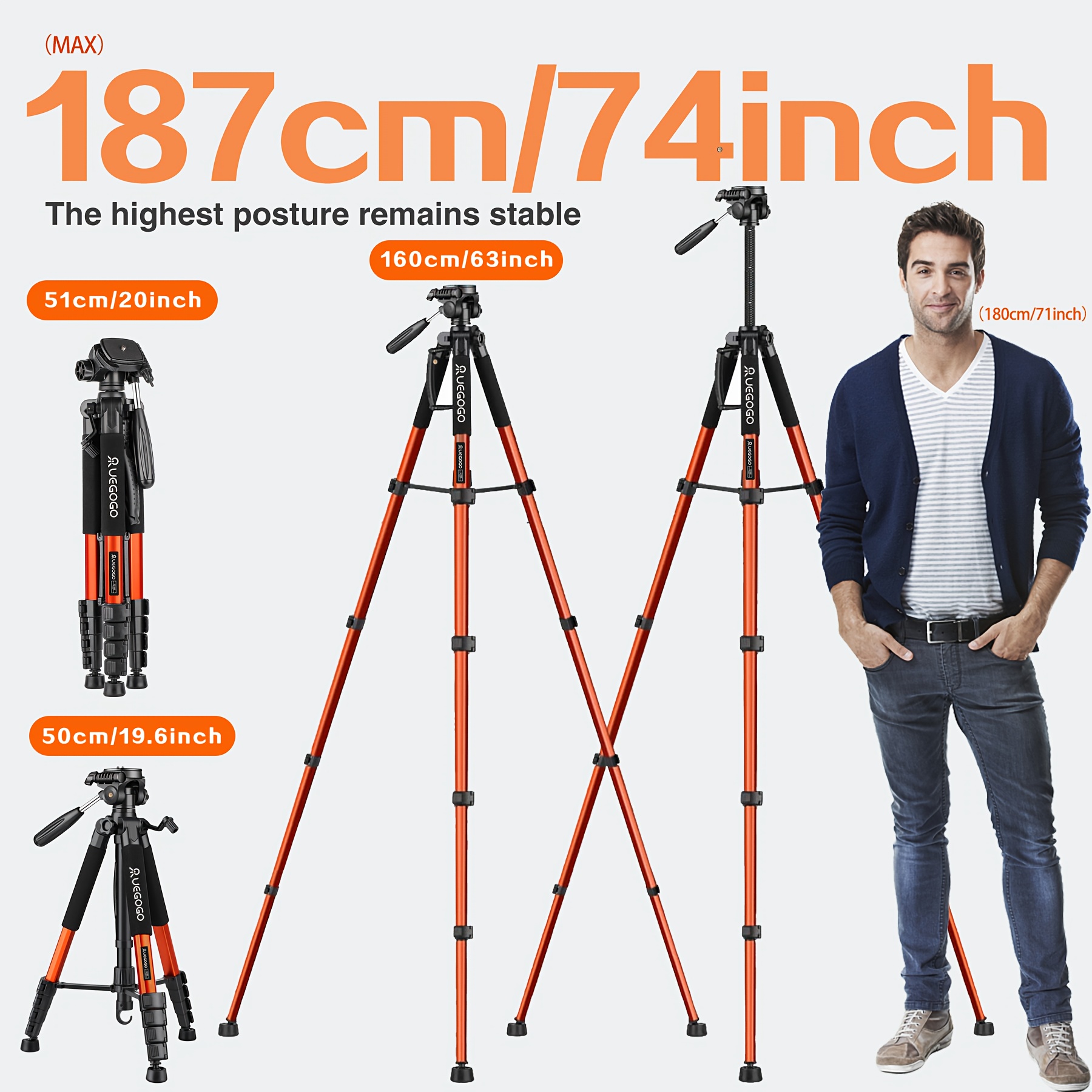sturdy 74 inch camera tripod with a phone holder designed for portability and ease of travel featuring   release plate and a carry   works with dslr cameras including   nikon and for sony smartphones and projectors