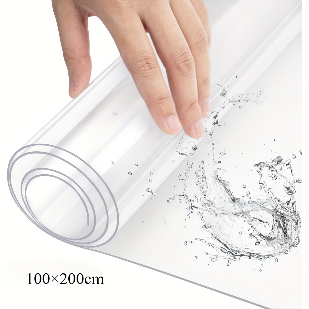 TEMU 1pc Pvc Tablecloth, Rectangular Dining Table Protector, 1mm Thick, High-gloss Tablecloth, Wipeable, Durable And Tear-resistant, Easy To Clean,