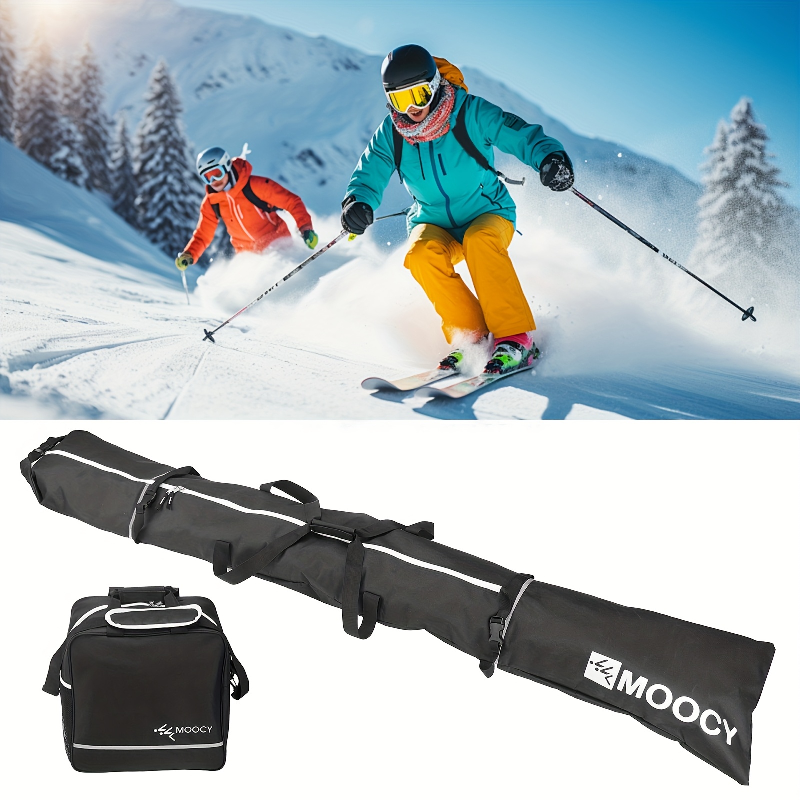 Set Borsa da Sci e Borsa per da Sci Combinata Trasporto per Sci e  Snowboard, Massimo Supporto per Taglia US13 (Taglia