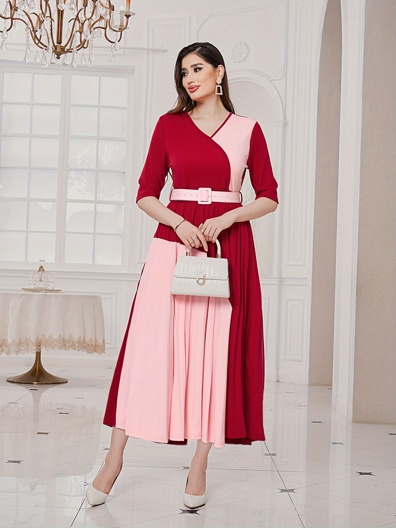 vintage inspired a line dress Women's A-Line Sleeveless Dress Contrast Trim Wear to Work Cocktail Fit &  Flare Dresses