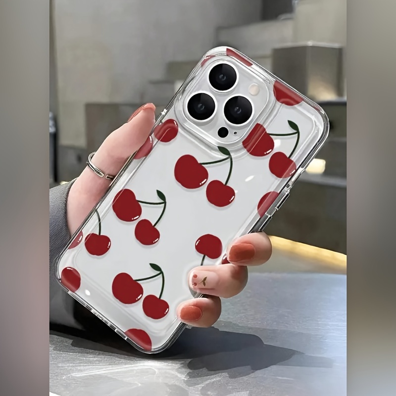 

Coque en TPU transparente avec motif de cerises pour iPhone, housse souple et protectrice anti-chocs avec design de compatible avec modèles d'iPhone