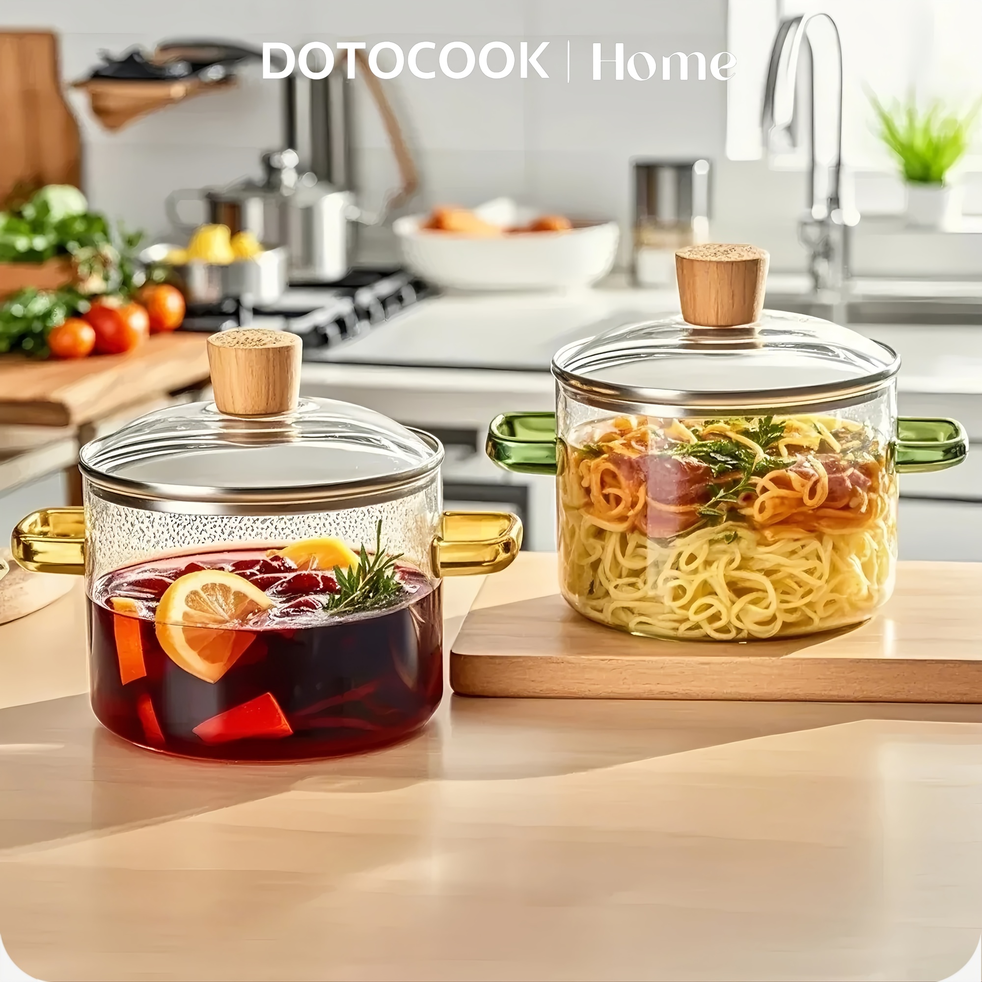 2pcs set clear glass saucepan with lid versatile   with   handle   noodles red wine hot milk ideal for home and restaurant use details 9