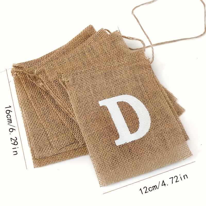 Image of Just Married Square Burlap Bunting Diy Outdoor Wedding Banner - Garden Wedding Decoration