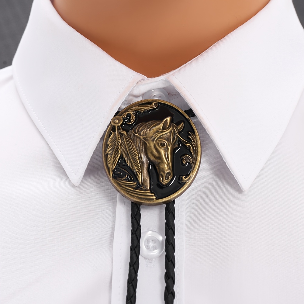 TEMU Nouveau Nœud Papillon Collier à Nœud Vintage pour Homme, Cordon de Cou Tressé de Cowboy Western, Accessoire de Vêtement Polyvalent