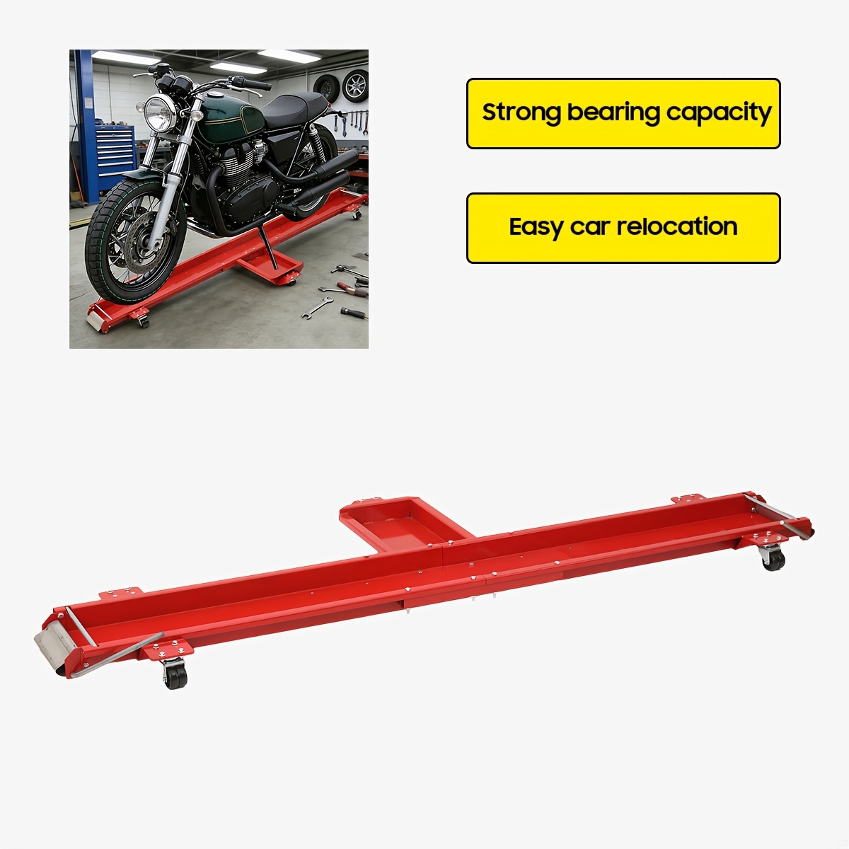 567kg Motorbike Motorcycle Parking Dolly Stand Trolley Skate Mover Red