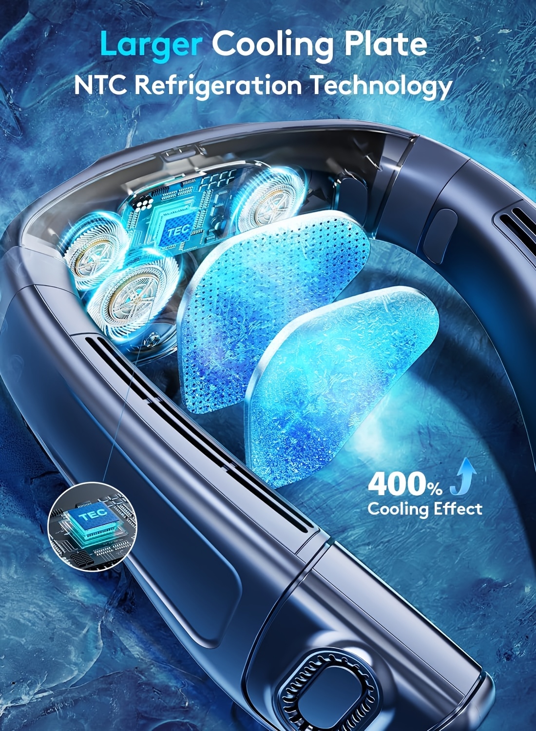 5200Mah Neck Fan, Portable Air Conditioning Fan, Ergonomic Personal Cooling Fan, Type-C Rechargeable, 3D Airflow Wearable, LED Screen, 3 Modes, a Gift for Men And Women, Suitable for Outdoor Travel And Indoor Use