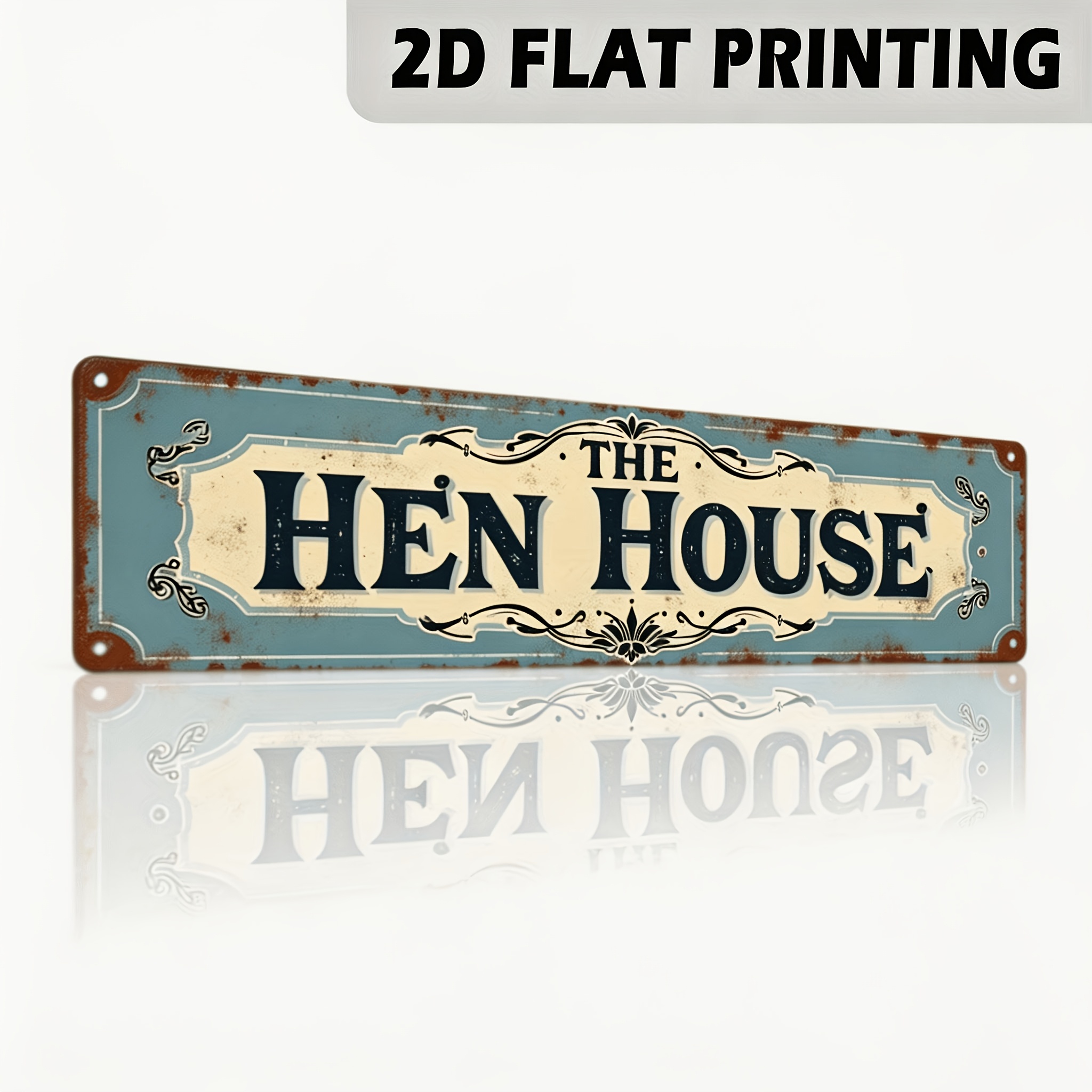 TEMU 2d Flat, 1pc Vintage Metal Wall Sign - Farmhouse Chicken Coop Decor With Hen & Egg Motif, Rustic Metal Plaque Suitable For Kitchen, Entryway,