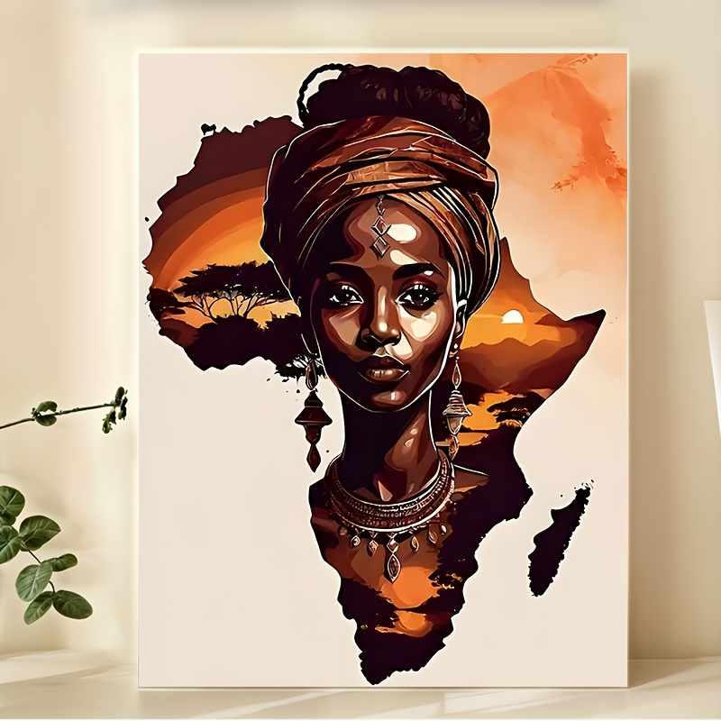E-shop Moderner Afrikanischer Stammesfrauen Leinwanddruck - , Wasserdichte Abstrakte Wanddekoration für Wohnzimmer, Schlafzimmer, Büro, Esszimmer & Bar