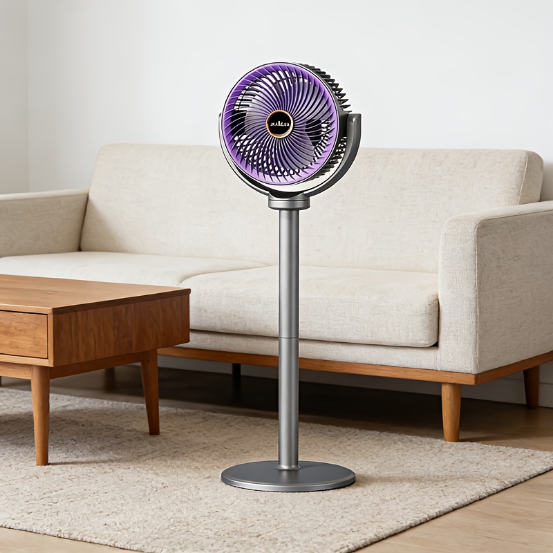 Image of 3-in-1 Height Adjustable Household Standing Fan, 5 Wind Speed Levels, Type-c And Usb Rechargeable, 2400mah Battery, Vertical Stand Up Air Circulator Fan, Minimalist Bracket Design