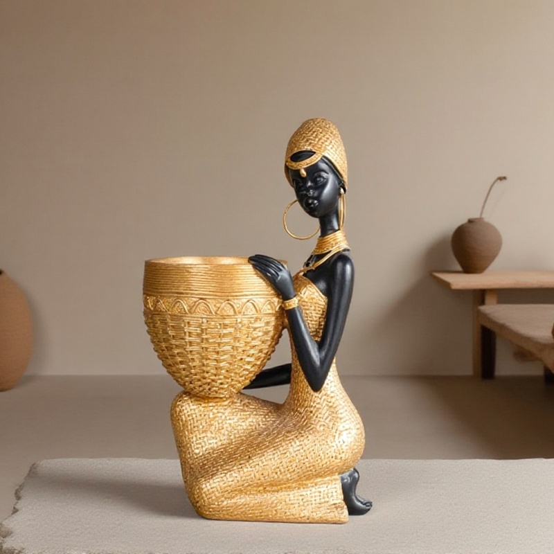 escultura de resina em estilo tribal   -   de armazenamento   decorativa multifuncional para  , entrada, quarto, prateleira de livros,    , uso interior e exterior, não necessita de eletricidade, perfeito para o  , halloween,   de graças, dia   namorados e muito mais, decor  de quarto   | decor  de estilo tribal |  sanato detalhado, decor  de casa africana, estátua/estátua para decor  de casa,   para decor  de Detalhes do produto 0