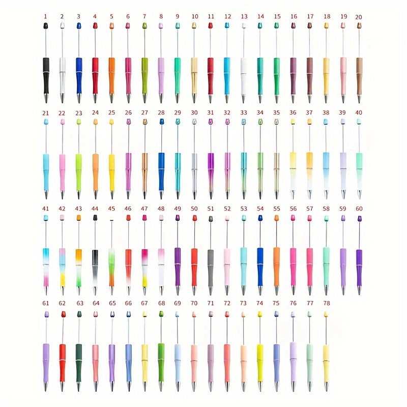 

50pcs Multicolor Plastic Beadable Ballpoint Pens Diy Pen Set With Black Ink For Office & School Supplies Back To School Gift Suitable For Ages 14+