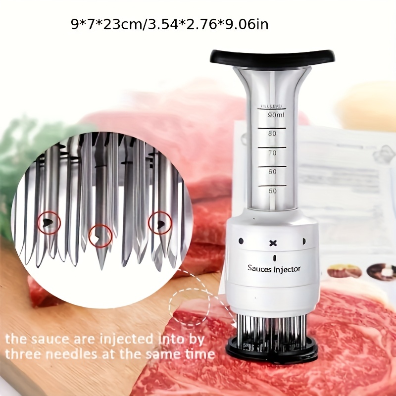 professional meat injector kit for perfect tender steak stainless steel kitchen bbq accessory marinade flavor enhancer for steak softening Product details 2