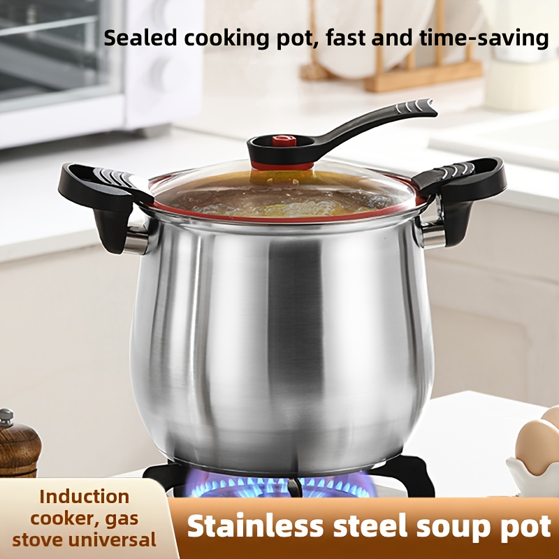 Anti-Overflow Stainless Steel Large Belly Stockpot – Induction Compatible, Non-Stick Sealing