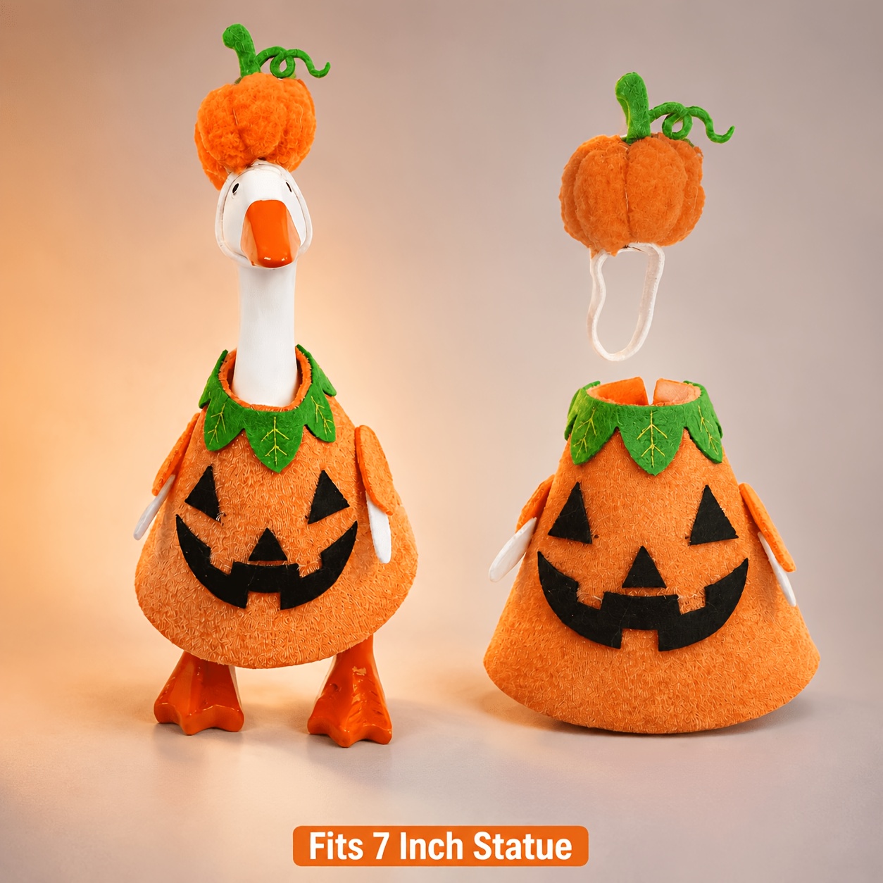 TEMU 1 Set Halloween Mini Goose Ornament Set, Holiday Statue Decorations Suitable For 7-inch Statues, Retro Orange Pumpkin Lantern Cape And Pumpkin