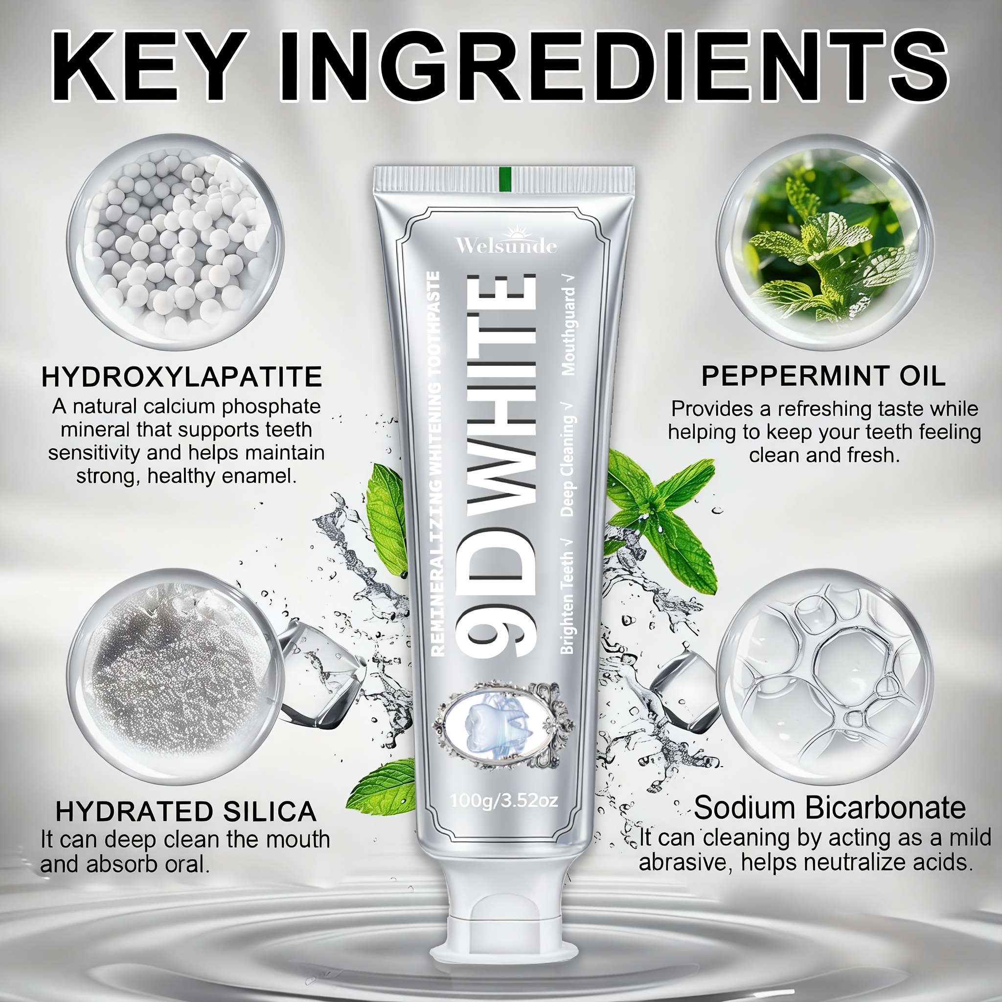 5pcs Remineralizing White Toothpaste with Hydroxyapatite