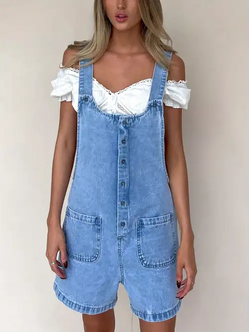 womens casual striped denim dress summer pinafore overalls romper adjustable straps jumper dress with pockets | Great Deals | Temu womens casual striped denim dress summer pinafore overalls romper adjustable straps jumper dress with pockets | Great Deals | Temu