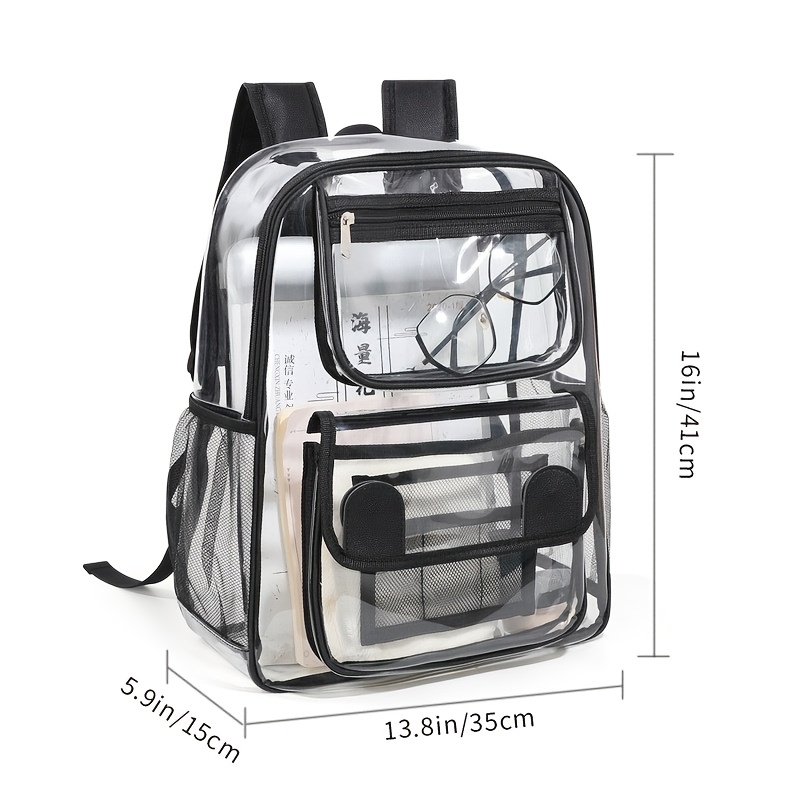 TEMU Pvc Backpack With Large Capacity, Transparent Travel Bag For Laptop, Cosmetics, And Storage