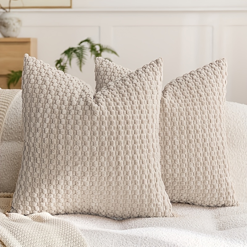 TEMU 2pcs, Boho Fall Corduroy Throw Pillow Covers, Soft Modern Decorative Cushion Covers For Couch Sofa Room, 16in X 16in, 18in X 18in, 20in X 20in,