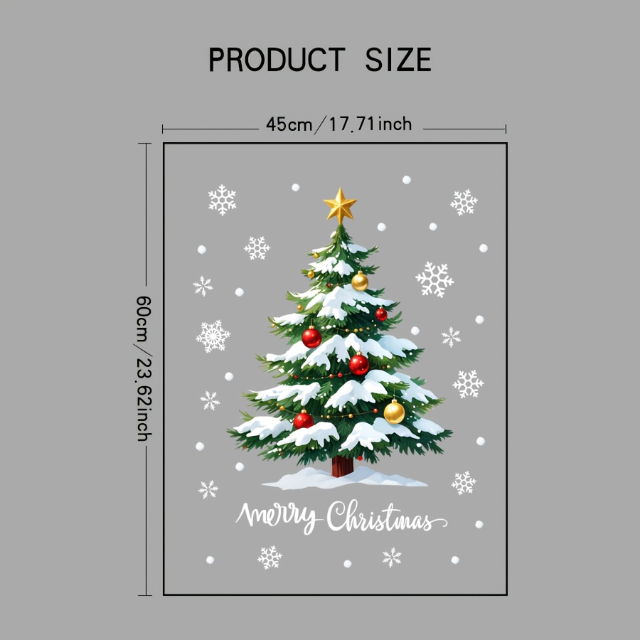 Image of 1pc 45*60cm Christmas Window Cling, Christmas Decoration, Christmas Tree Static Cling Sticker, Full-sheet Static Cling Film, Reusable