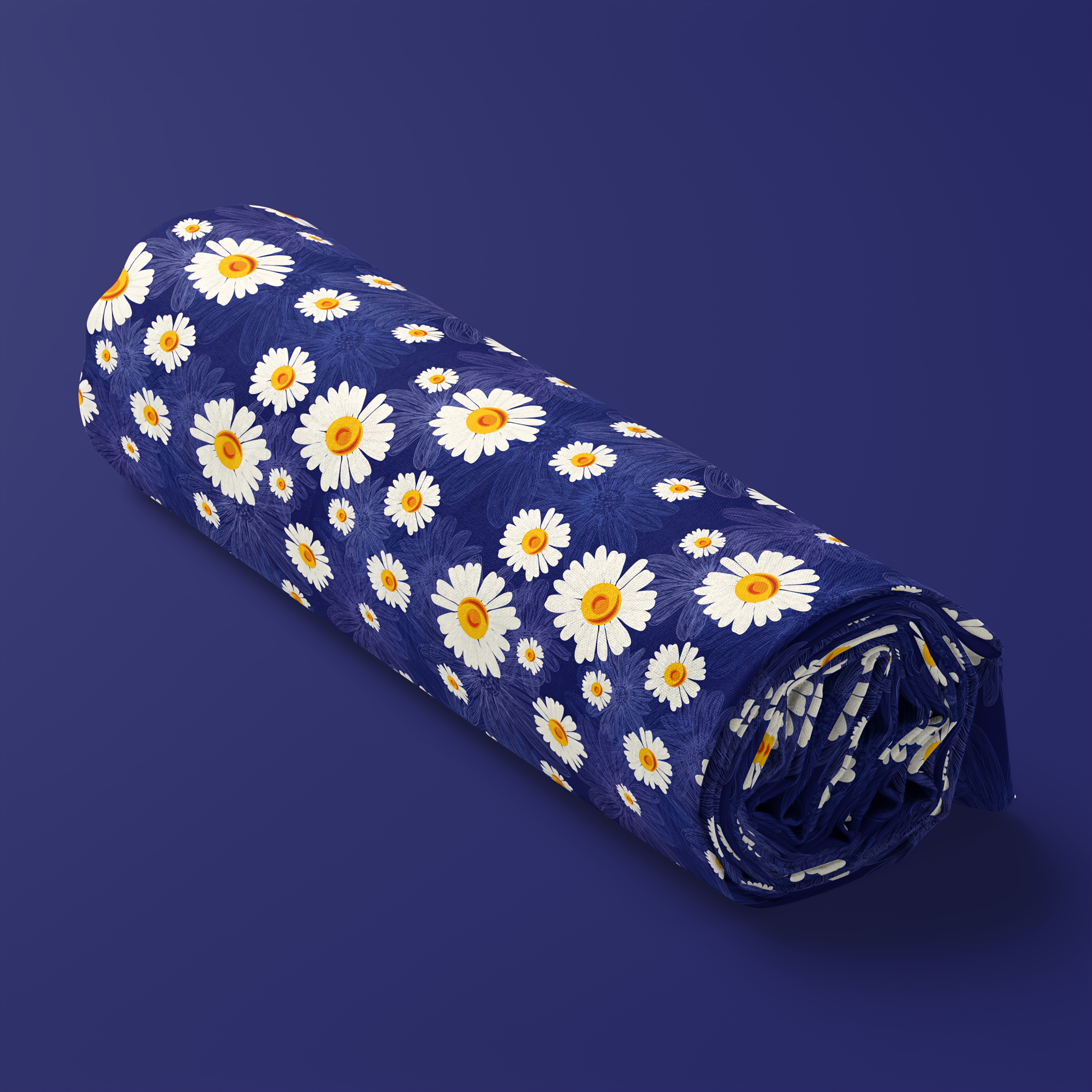 E-shop 39 x 59 Zoll (100 x 150 cm) Blaue Gänseblümchen, Weiße Blütenblätter, Element-Kombination, 100% Stoff, Geeignet für Bastelprojekte,