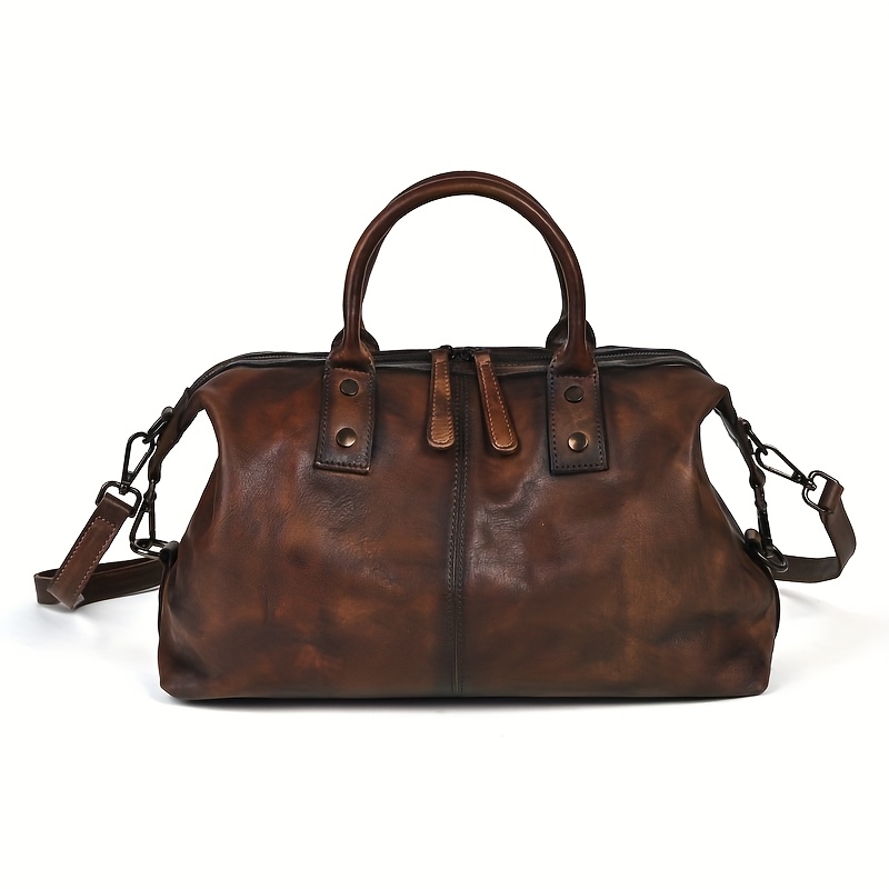 Image of Ladies' Luxury Genuine Leather Dumpling Bag- Top Handle Bag With Detachable Shoulder Strap, Large Capacity, , Vintage Tote Bag, Single Compartment Crossbody Bag