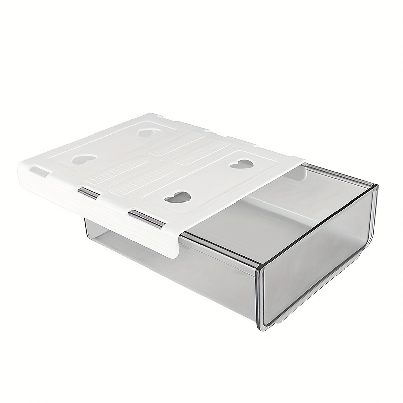 Modern Minimalist Style Invisible Under-desk Drawer Storage Box, Transparent Dustproof Adhesive Storage Box, Plastic Material, With Pull-out Drawer, Suitable For Office Supplies And Stationery