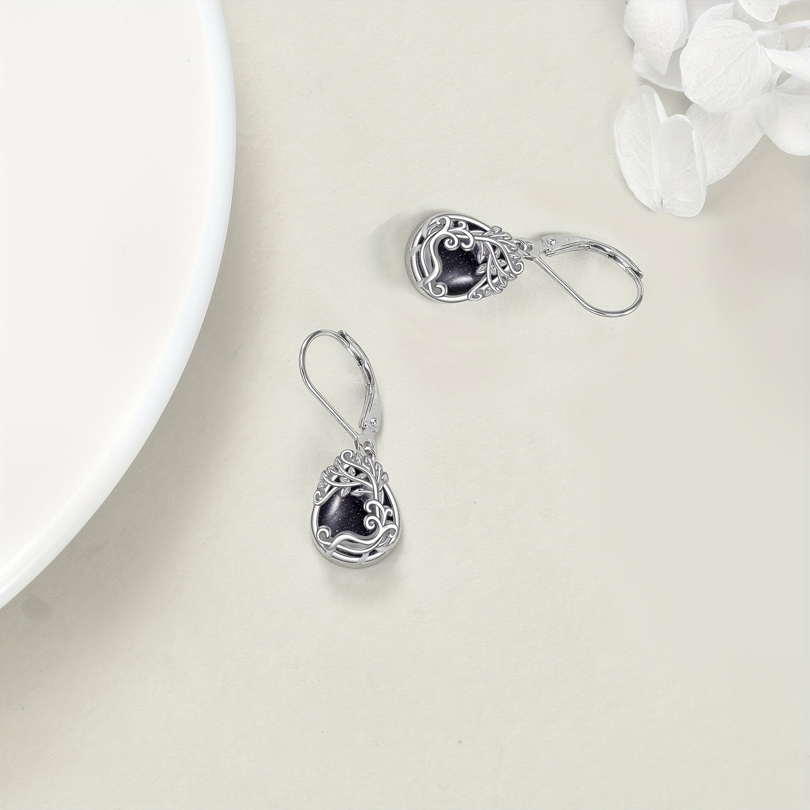 tree of life blue sandstone drop dangle teardrop earrings 925 sterling   of life leverback earrings for women jewelry gifts Product details 3