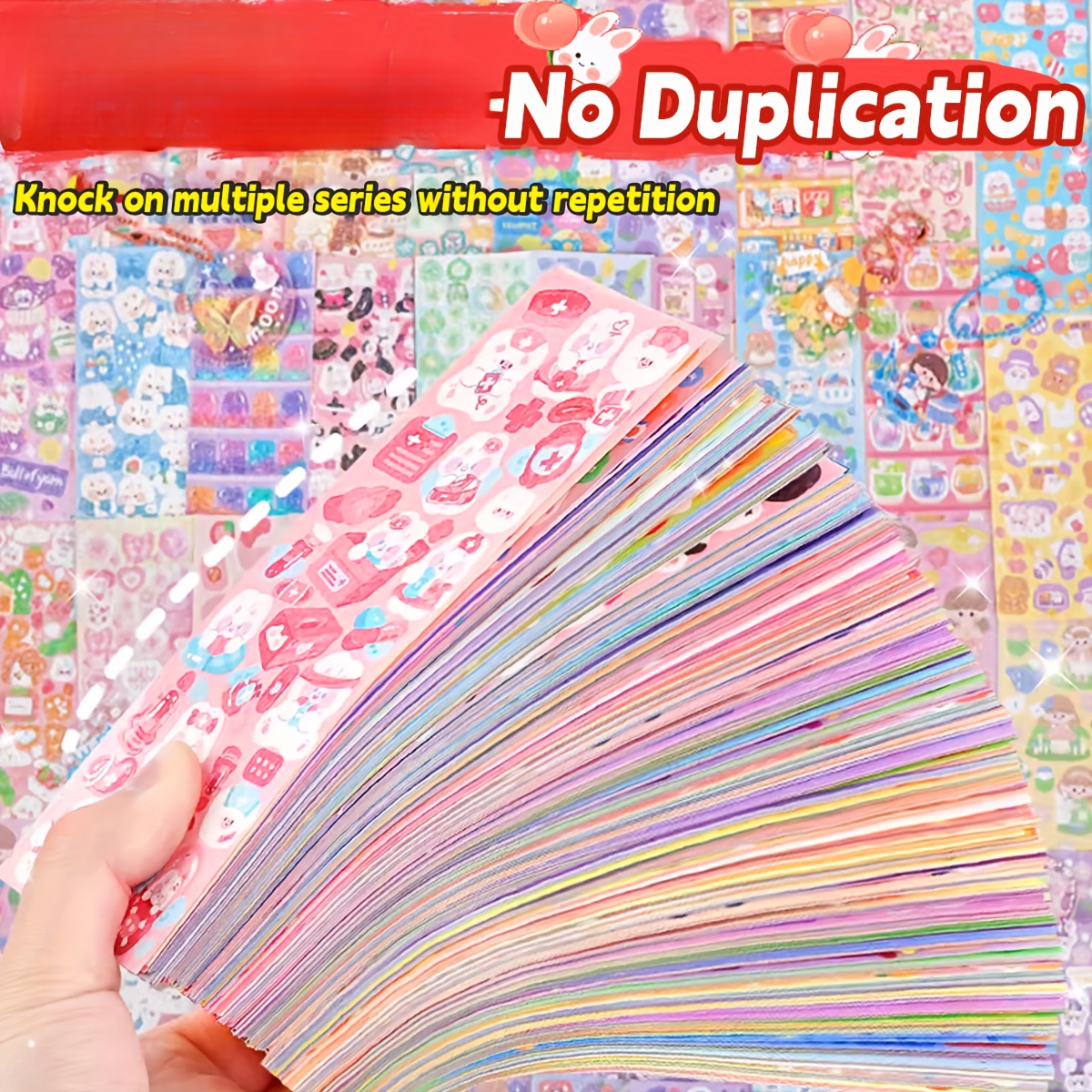 

200/300pcs Color Paper Stickers Set - Assorted Patterns, Single Use, Waterproof, Ideal For Scrapbooking, Planners, Diy Crafts, Christmas, New Year, Valentine's Day, Easter Gifts