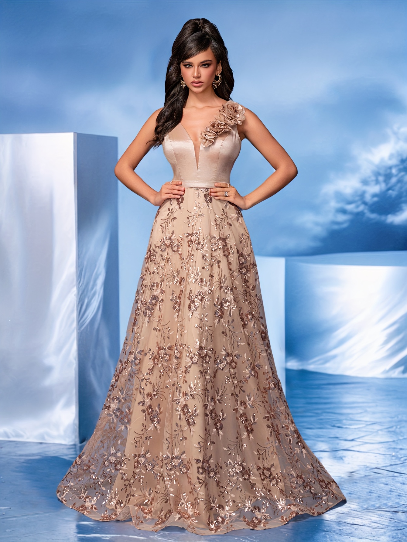 floral bridesmaid dresses south africa Nadia Satin Floral Print Dress