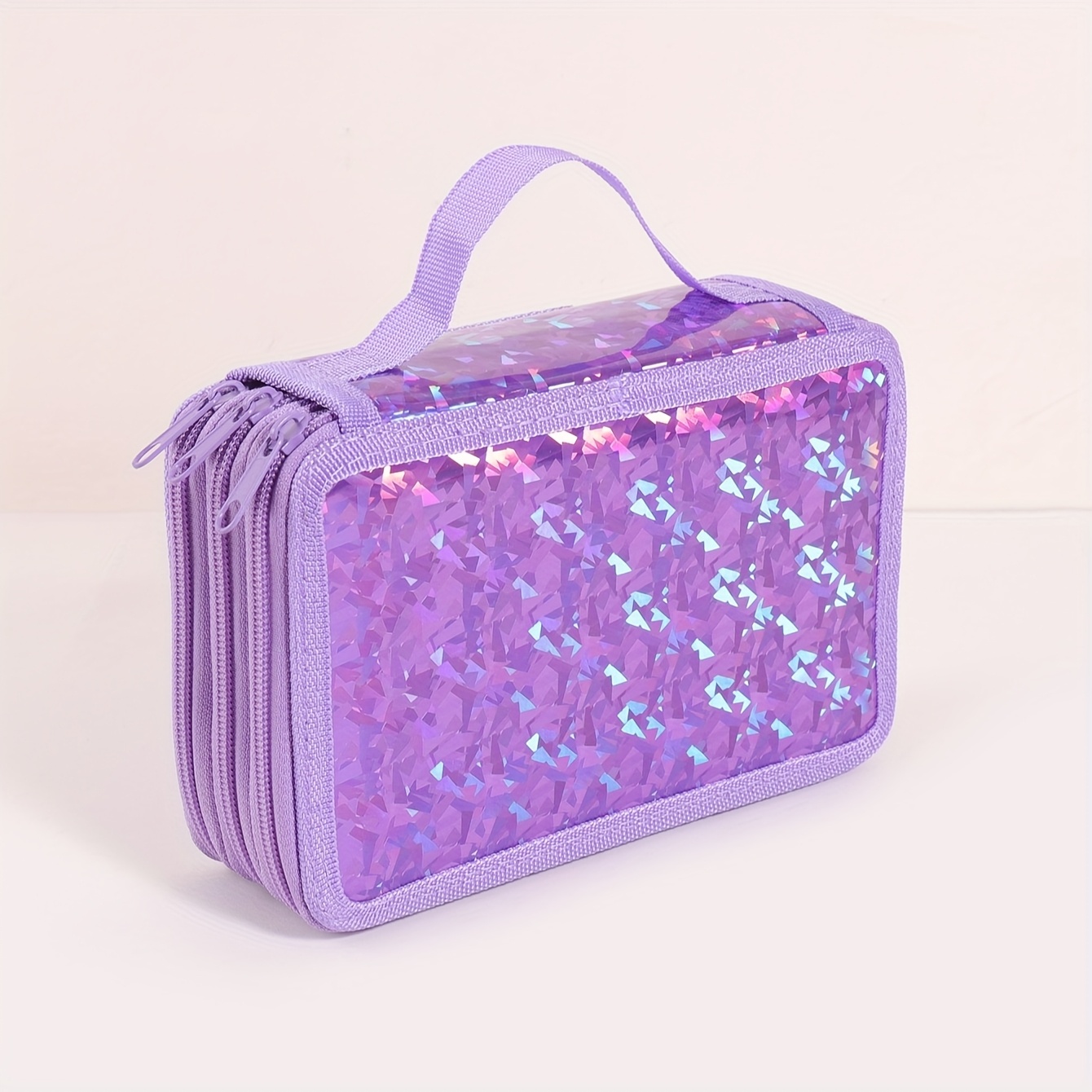 E-shop Ein kreatives, dreilagiges Mäppchen mit großem Fassungsvermögen, ausgestattet mit exquisiten Laser-Pailletten und gedruckten Designs, zum