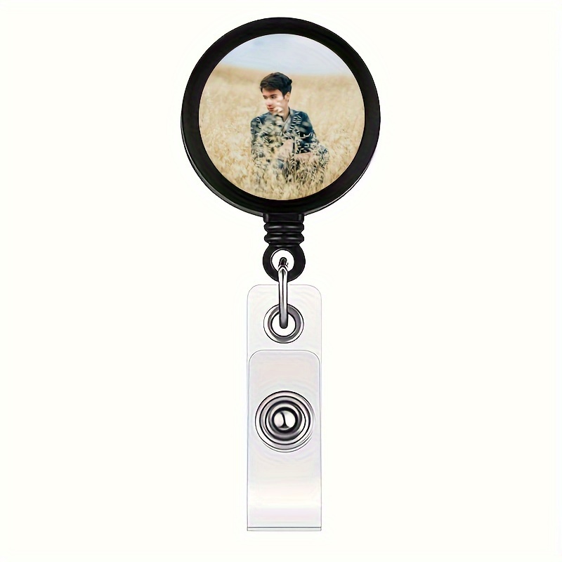 2d [custom Item] Personalized Custom Picture With Retractable Scroll Badge Clip, Retractable Id Badge Clip, Name Clip With Clasp For Students, Teachers, Office, Colleagues' Gift