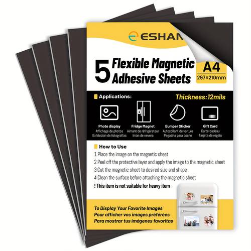 5 pack a4 magnetic sheets with backing magnetic refrigerator whiteboard diy craft paper 12 thick 0 3mm flexible magnetic sheets for fridge magnets photos stickers posters scrapbooking planner decor