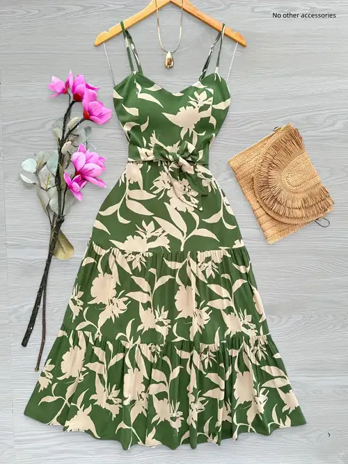 elegant light green floral maxi dress for women - chic off-shoulder, zippered, sleeveless -length dress with tiered ruffle skirt, vacation & spring/summer, vacation dress|elegant floral dress|lightweight dress - women's clothing - Temu elegant light green floral maxi dress for women - chic off-shoulder, zippered, sleeveless -length dress with tiered ruffle skirt, vacation & spring/summer, vacation dress|elegant floral dress|lightweight dress - women's clothing - Temu