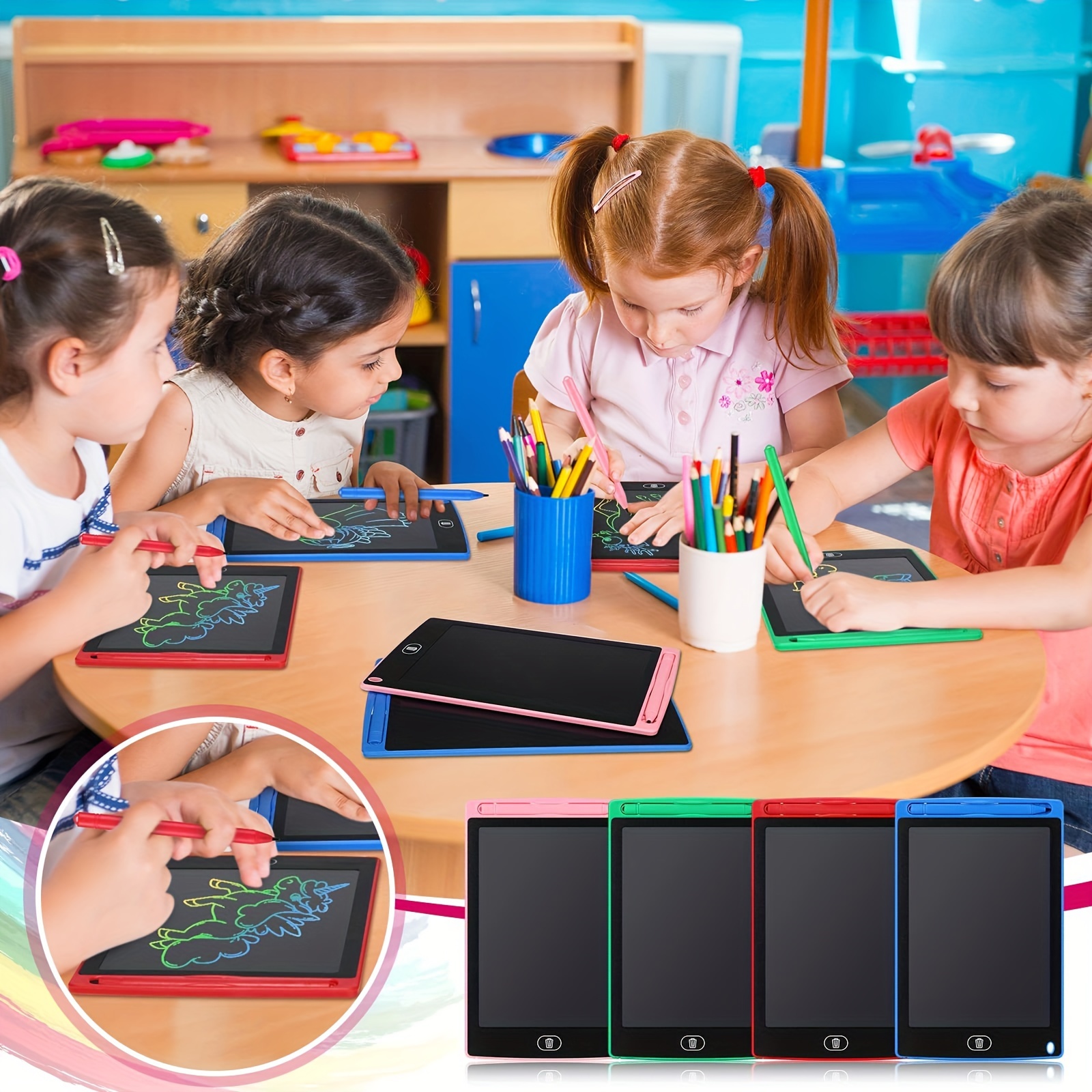 20 Pack LCD Writing Board for Kids, 8.5 Inches Doodle Board Reusable Board Screen Drawing Pad Erasable Painting Pads Educational Toy for 3-8 Years(Blue, Red, Green, Pink)