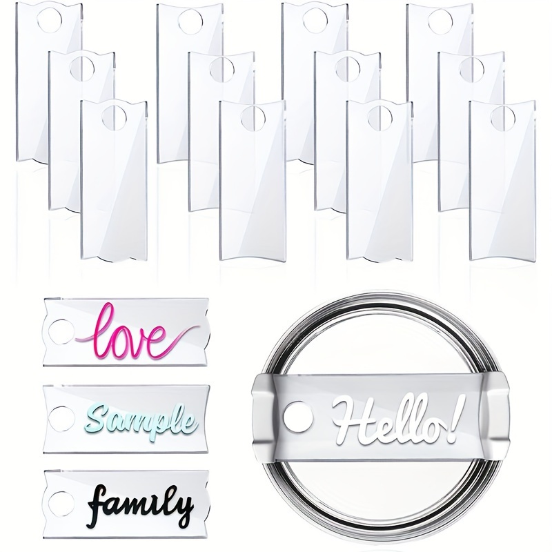 

24-pack Blank Acrylic Tags For Diy Customization, Sturdy Transparent Cup Labels, High Clarity Craft Supplies For Personalization And Decoration