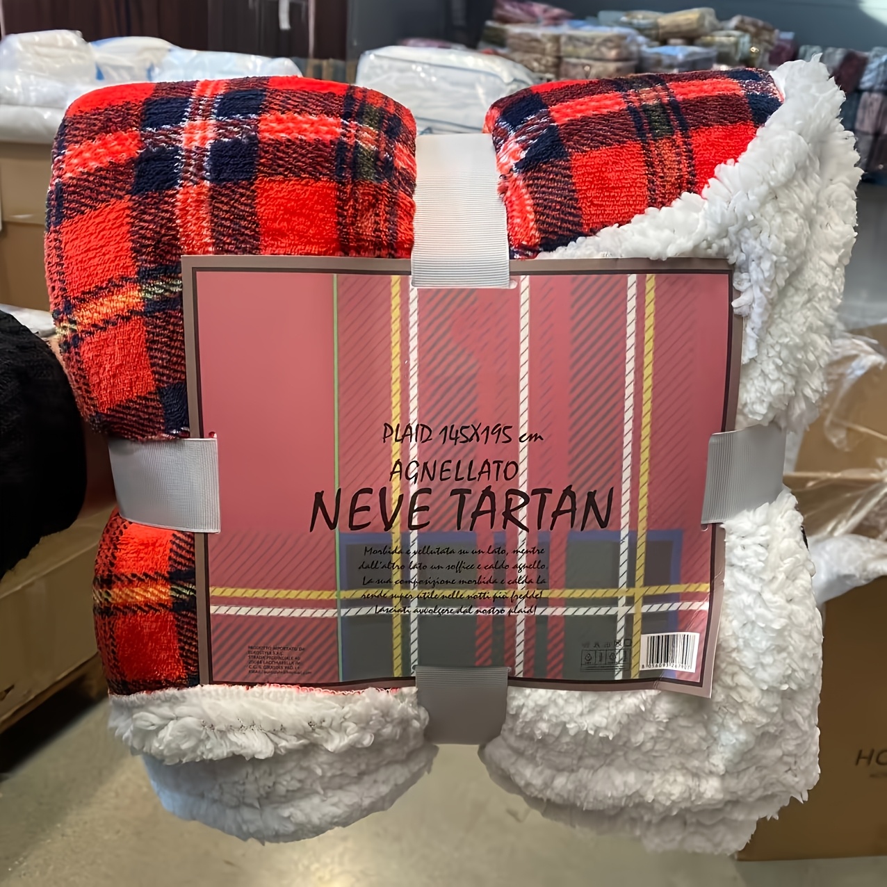 Sherpa-lined Throw Blanket | Double-layer Red Checkered Design - For , Suitable As Sofa Throw, Bed Blanket & Travel Microfiber Blanket, Multi-functional, Durable & , Christmas Theme, Polyester