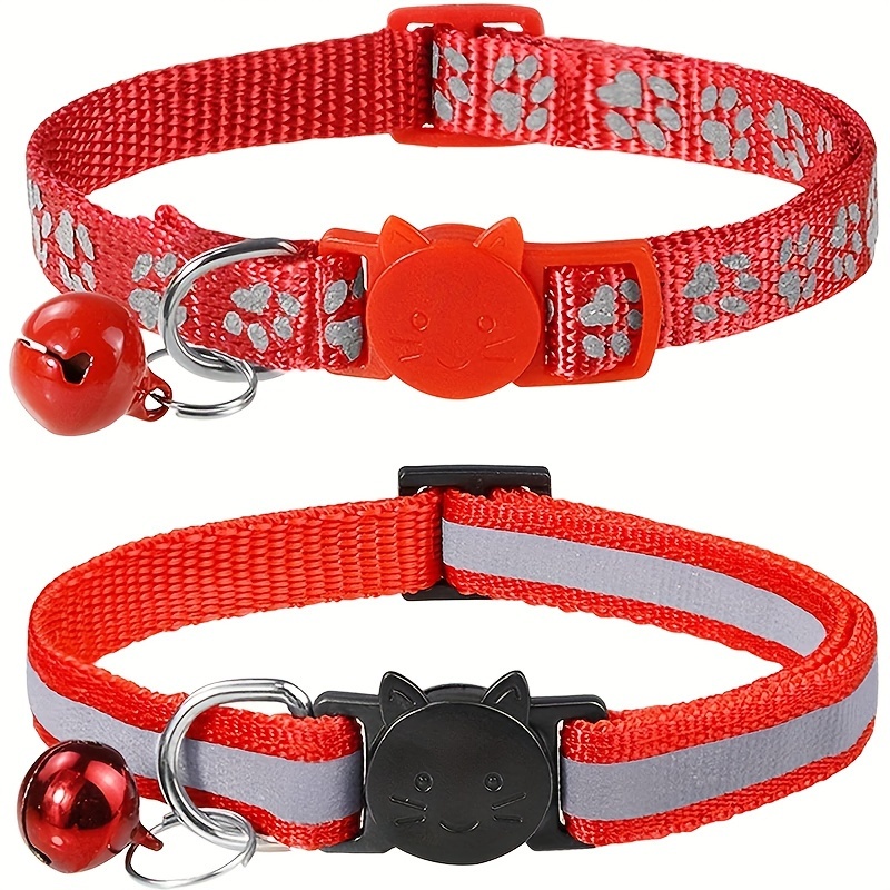 2pcs reflective cat collars with bells durable nylon   for kittens small dogs detachable accessory collars for cats Product details 7