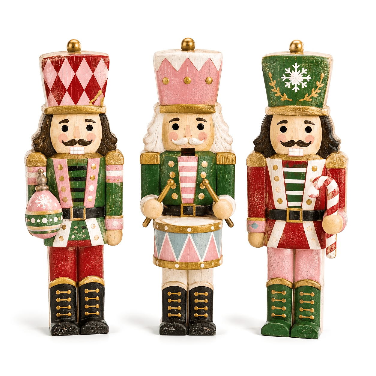 Image of Distressed Farmhouse Nutcracker Tabletop Figurine - Vintage Rustic Tray Decor Suitable For Christmas, Artificial Wood Suitable For Coffee Bar, Entryway, Living Room, Decoration Gift In //