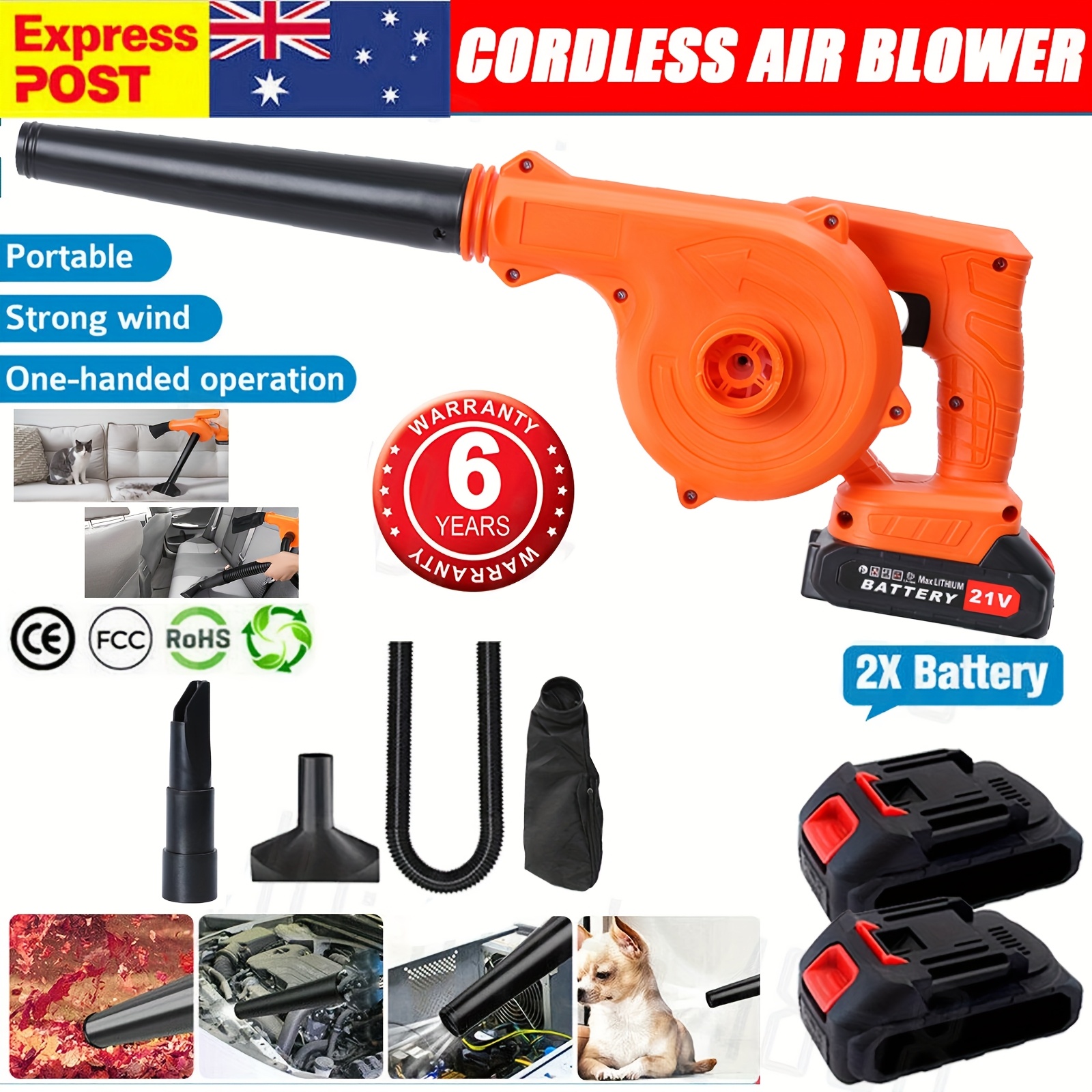 2 in 1 cordless leaf blower vacuum suitable for blowing vacuuming dust removal portable battery handheld electric blower vac with included for car computer   corners multifunctional