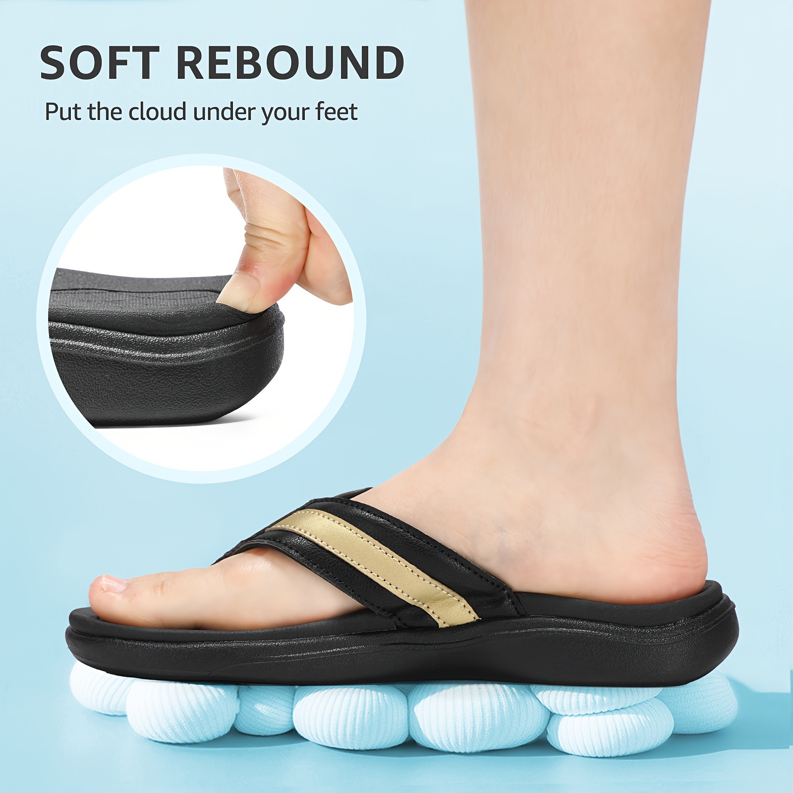 Stq Orthopedic Women s Arch Support Flip Flops Memory Foam details 6