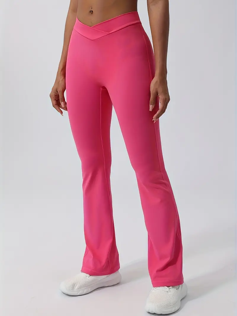 Solid Color V shaped Butt Lifting Yoga Flared Pants Stretchy - Temu