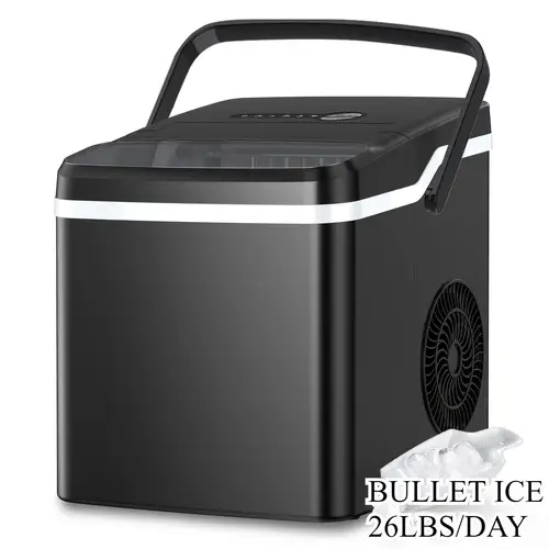 countertop ice maker portable ice machine 9 bullet ice cubes in 6 26 5lbs in 24hrs self cleaning with handle basket scoop for home kitchen party camping rv