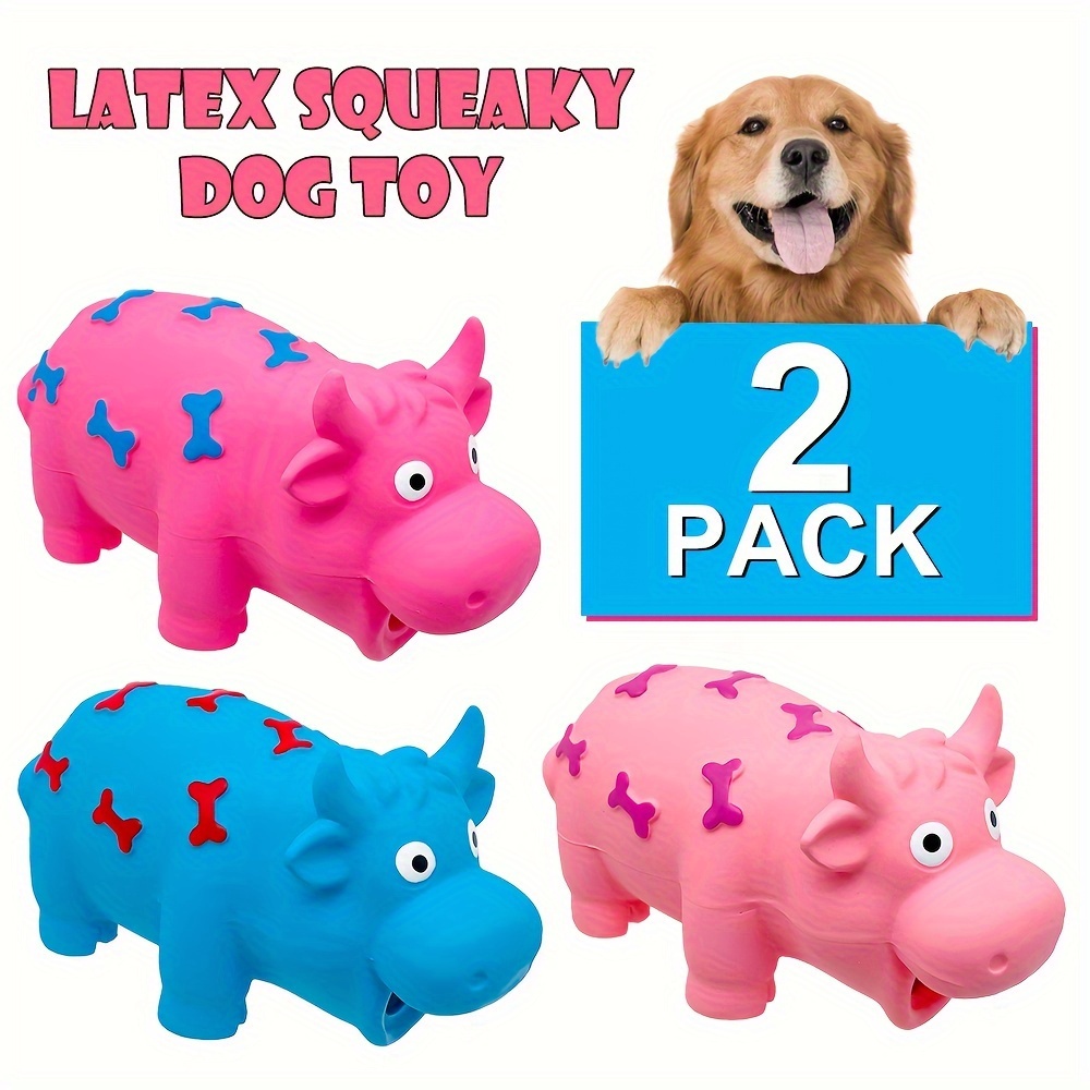 

[popular ] 2pcs Tough Squeaky Dog Chew Toys, Screaming Design For Teeth Grinding - Medium Breeds