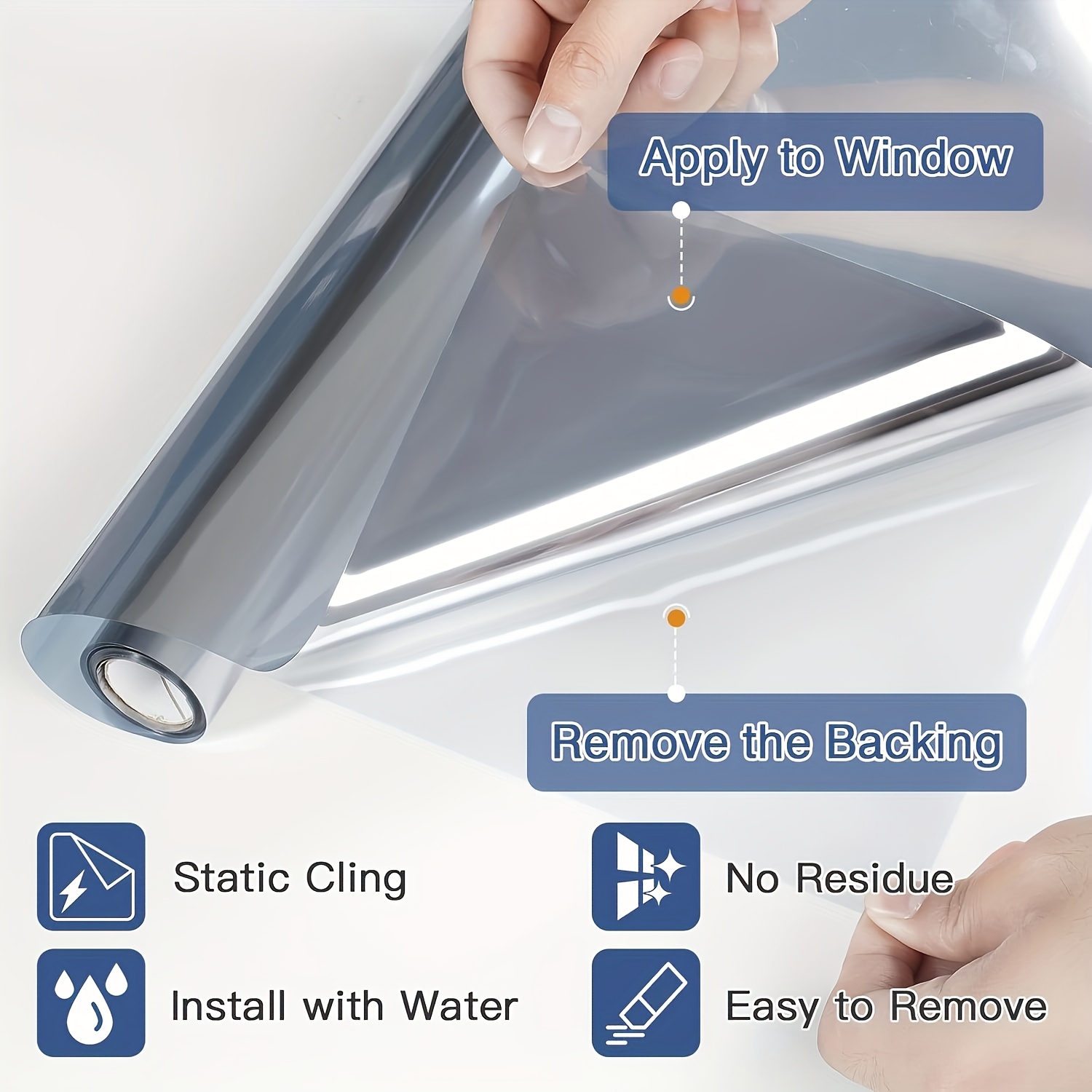 TEMU Window Film Privacy Film Window Film For Home, Reflective Mirror Sunshade Heat Not Office Door Coverage, Silver